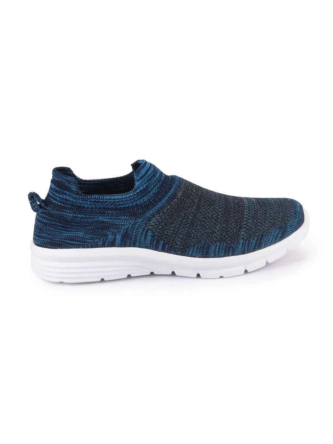 Men Blue Knitted Sports Walking Shoes