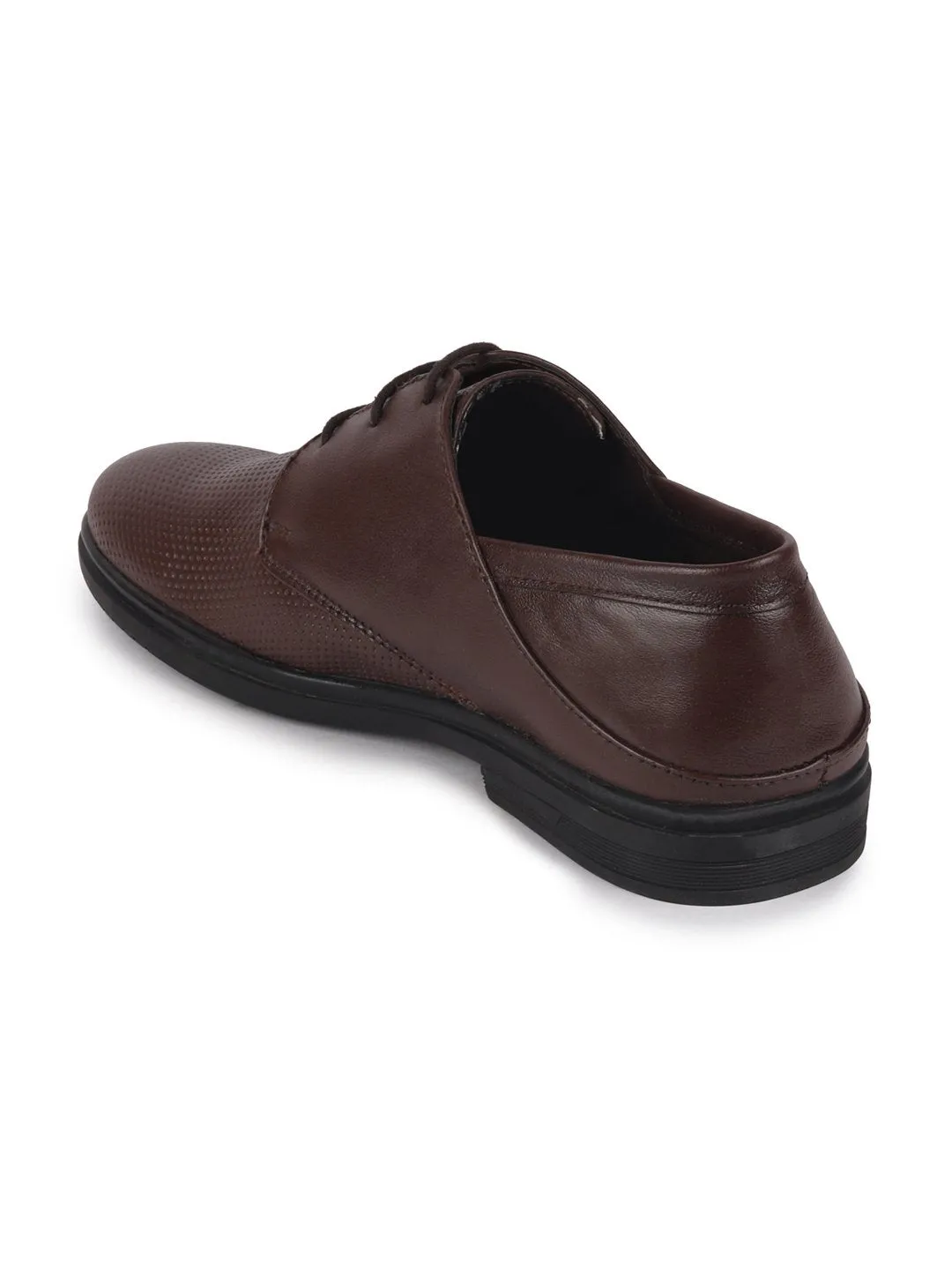 Men Brown Formal Leather Lace-Up Derby Shoes