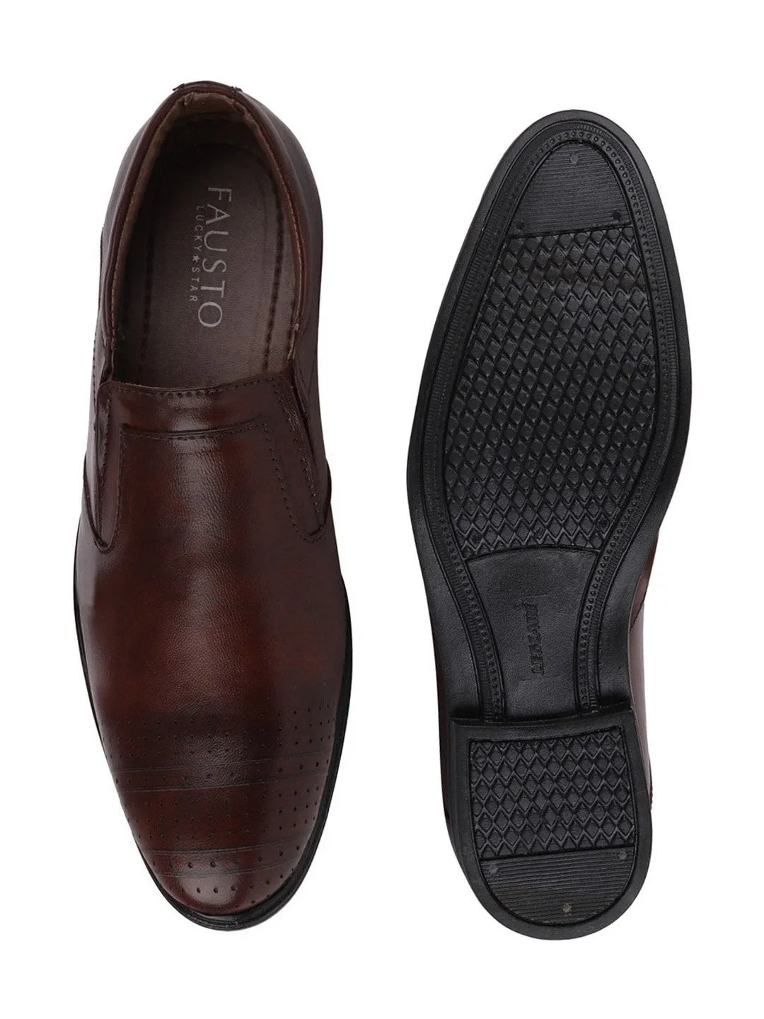 Men Brown Formal Slip-On Shoes