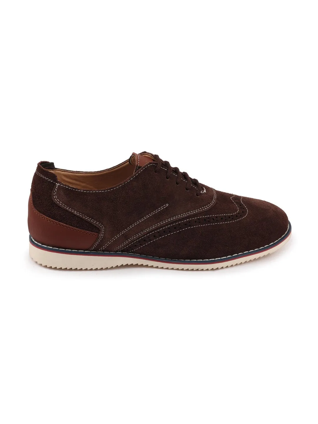 Men Brown Suede Leather Oxford Casual Shoes