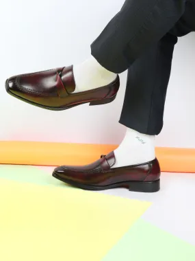 Men Cherry Strap Design Wedding Party Genuine Leather Slip On Loafer Shoes