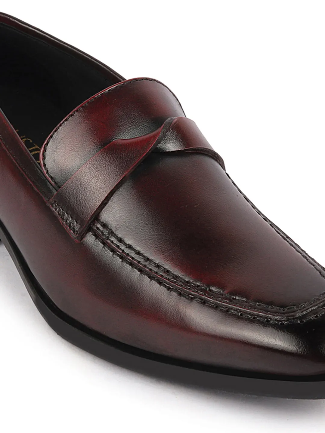 Men Cherry Strap Design Wedding Party Genuine Leather Slip On Loafer Shoes