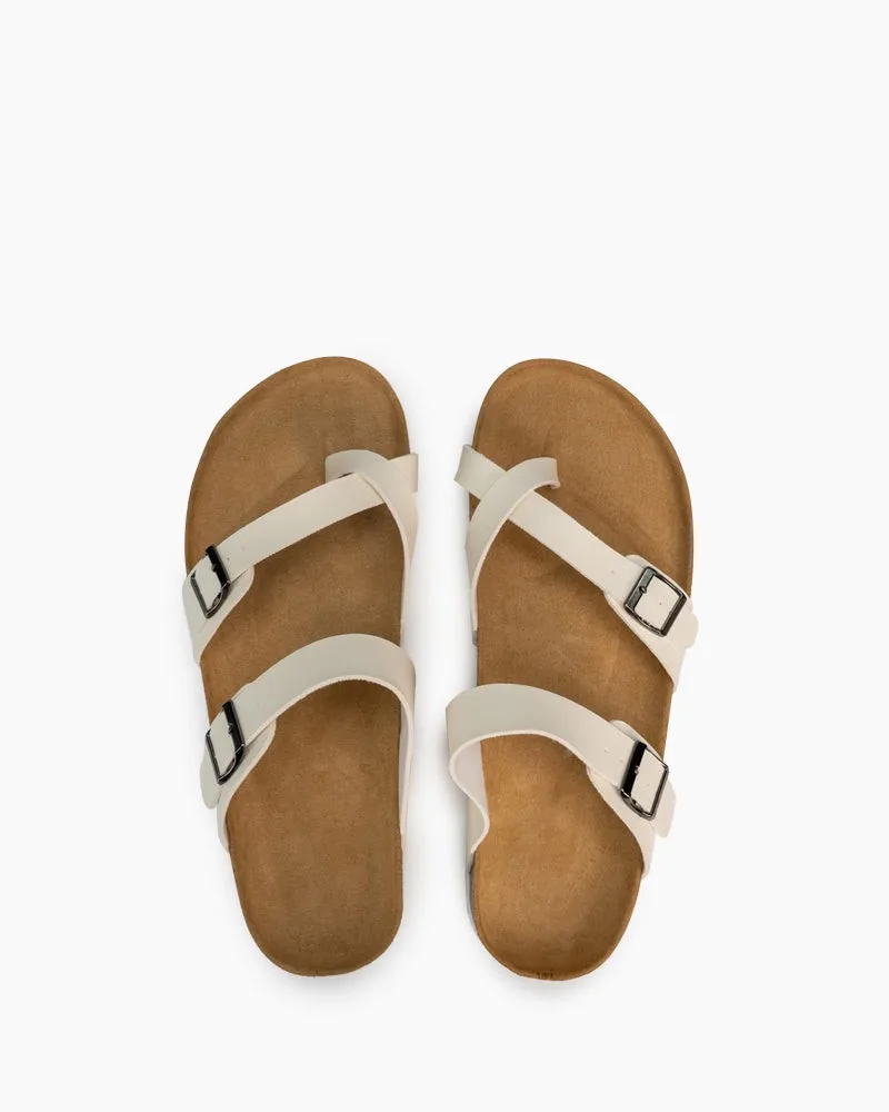 Men's Adjustable Buckle Straps Cork footbed Thong Sandals