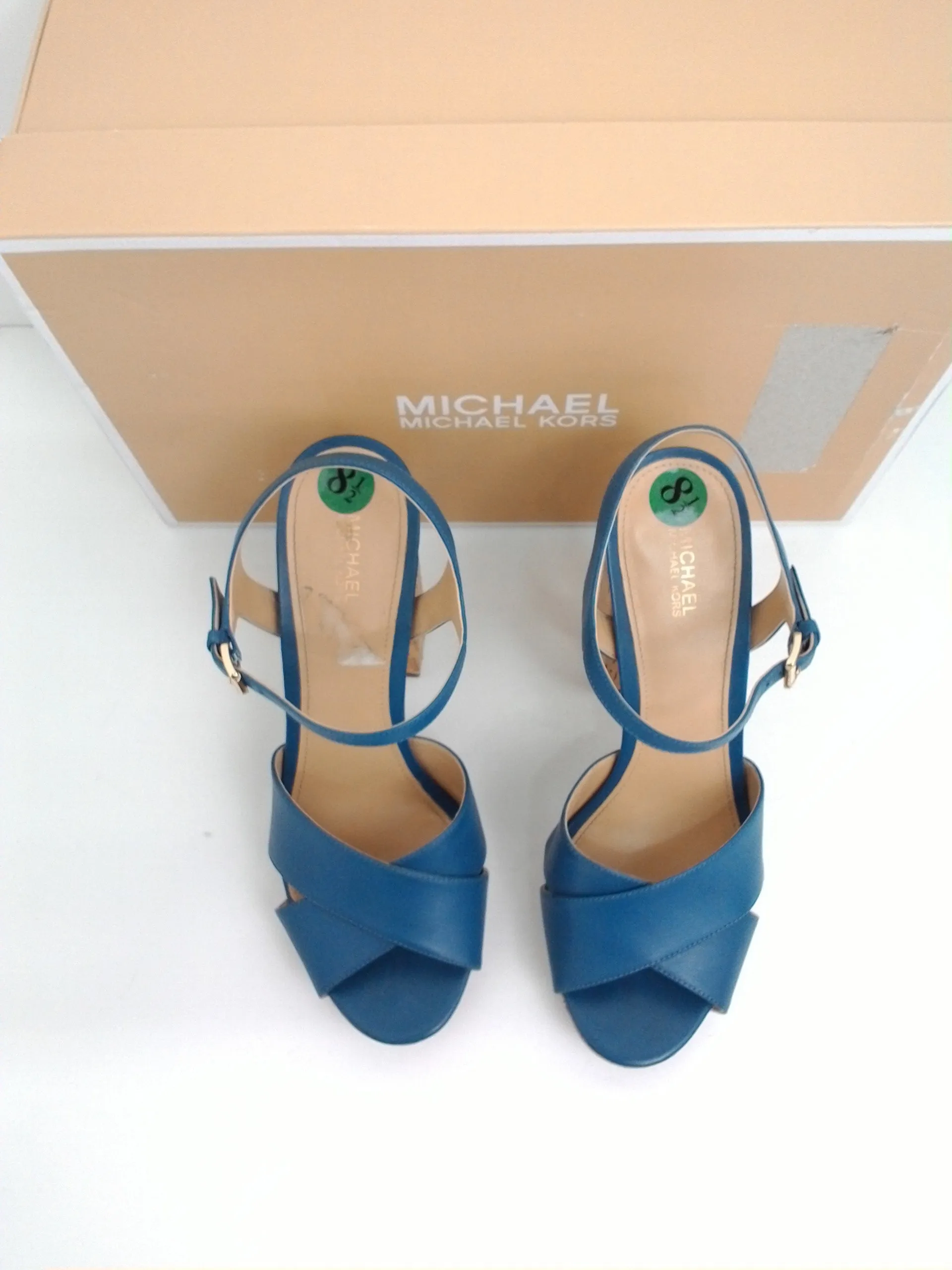 Michael Kors Women's Alexia Platform Leather Chambray Size 8.5