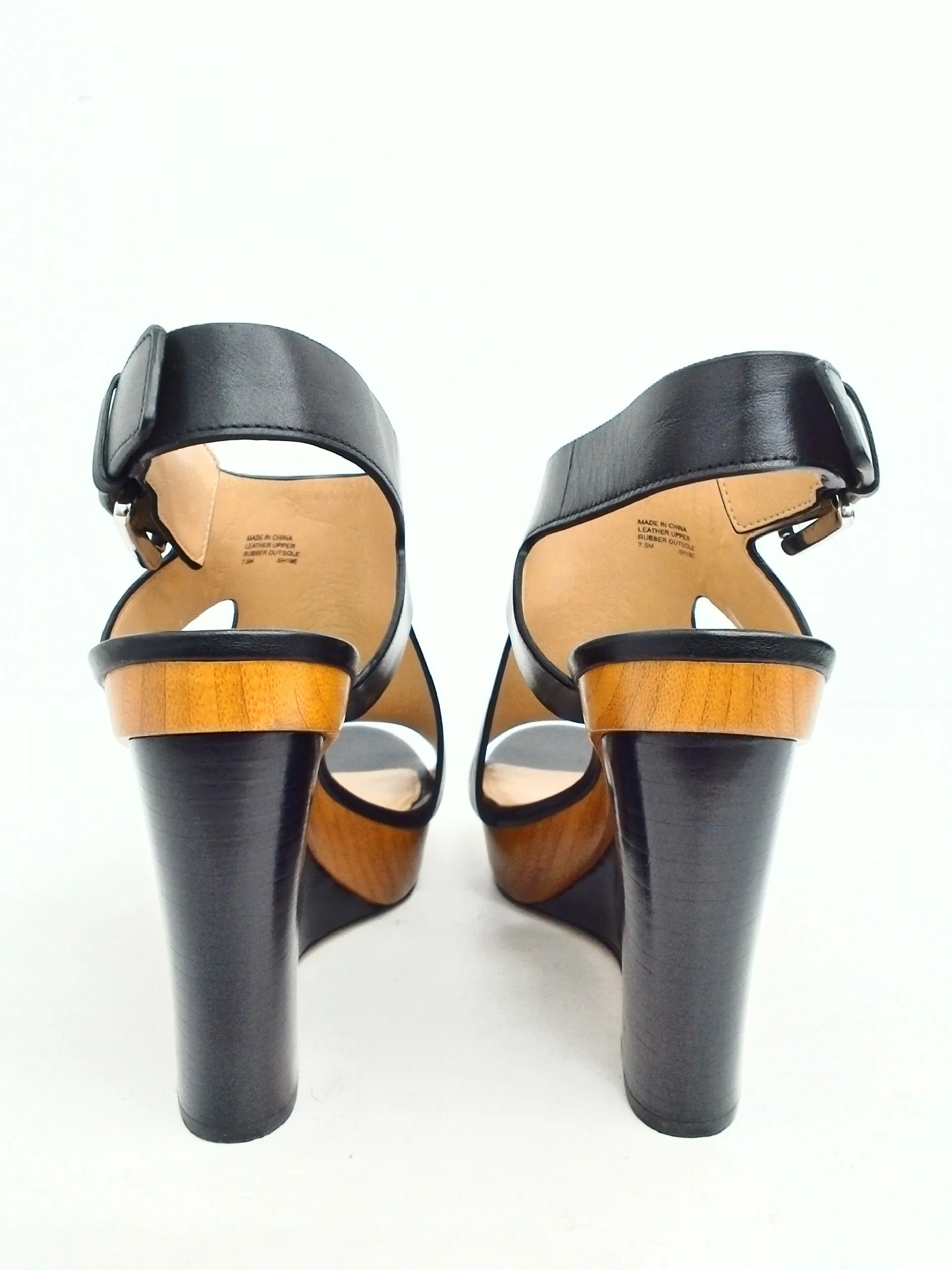 Michael Kors Women's Black Leather Wedges Size 7.5 M