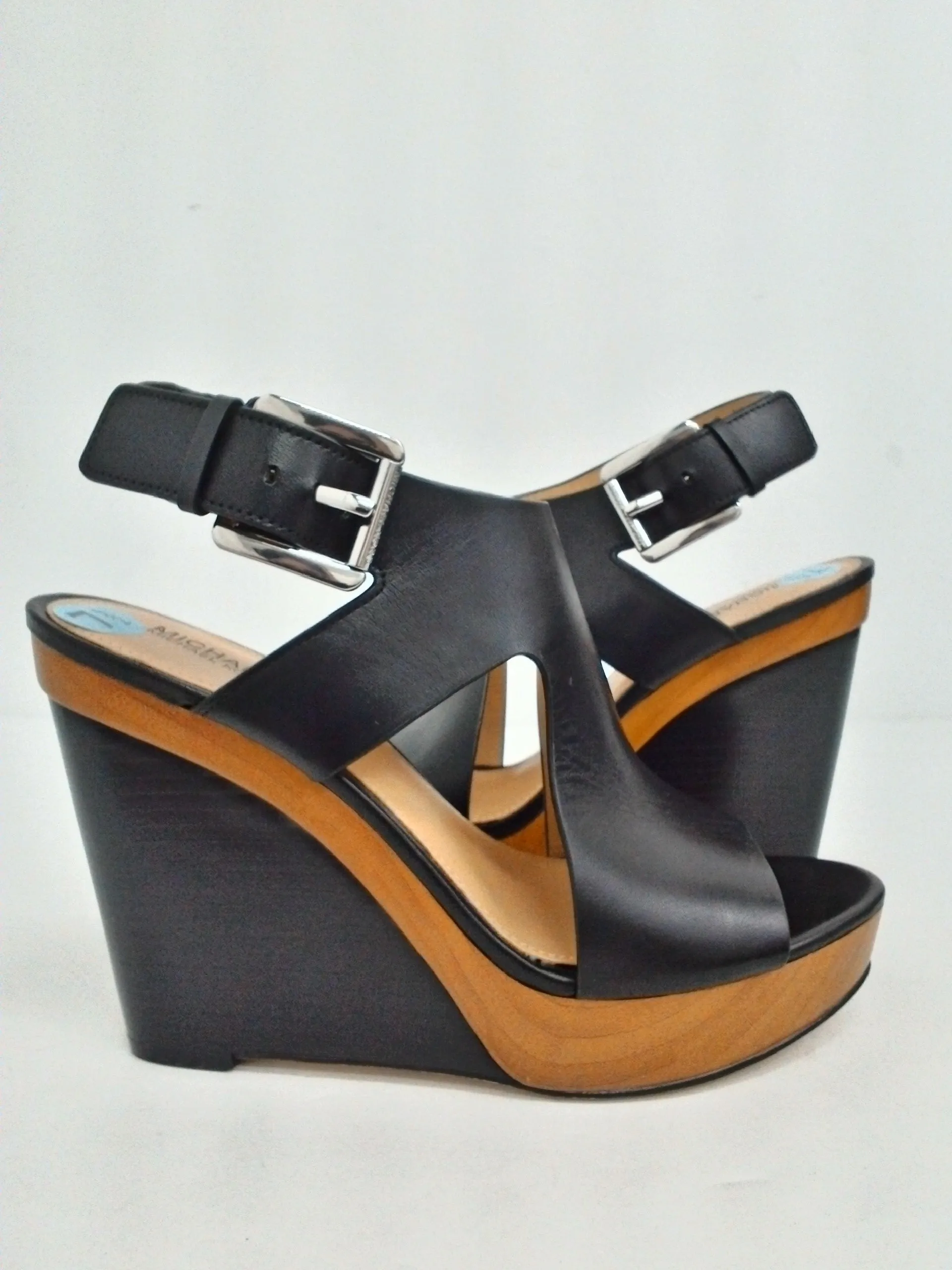 Michael Kors Women's Black Leather Wedges Size 7.5 M