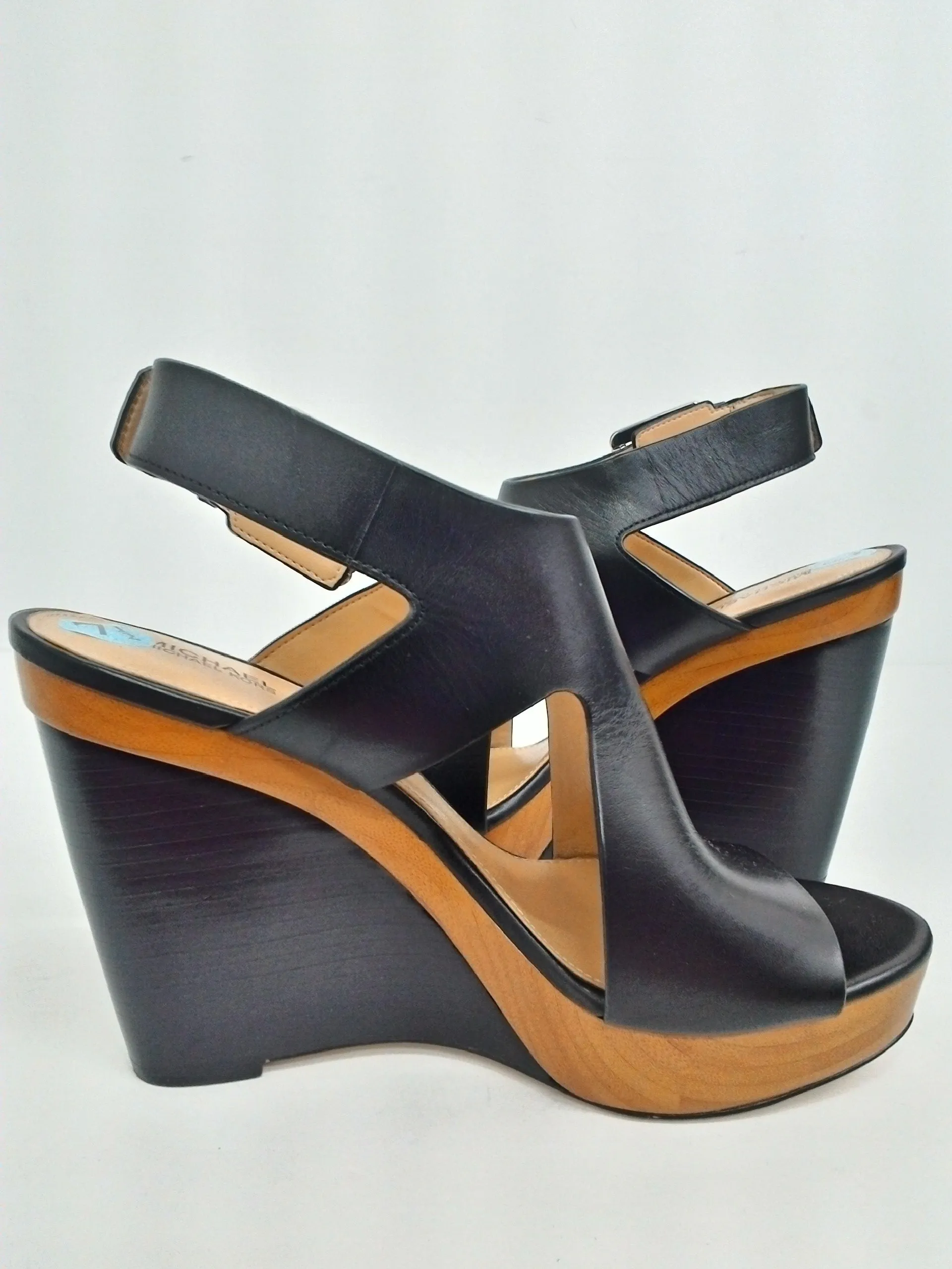 Michael Kors Women's Black Leather Wedges Size 7.5 M