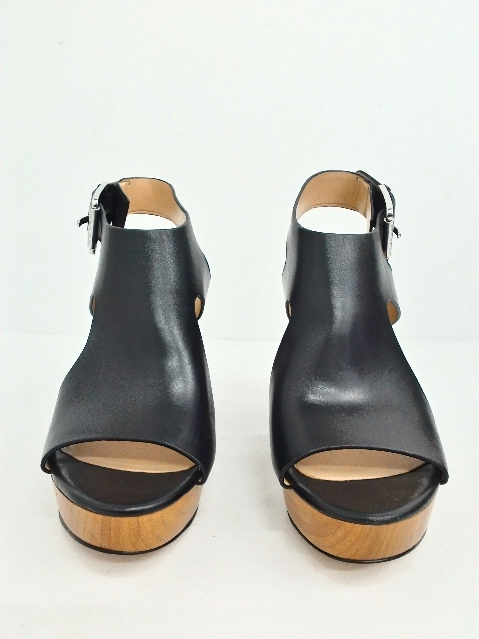 Michael Kors Women's Black Leather Wedges Size 7.5 M