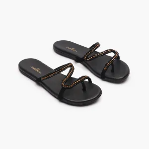 Minimalist Stone Embellished Slides