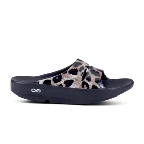 'OOFOS' Women's OOahh Slide Limited Edition - Black / Cheetah