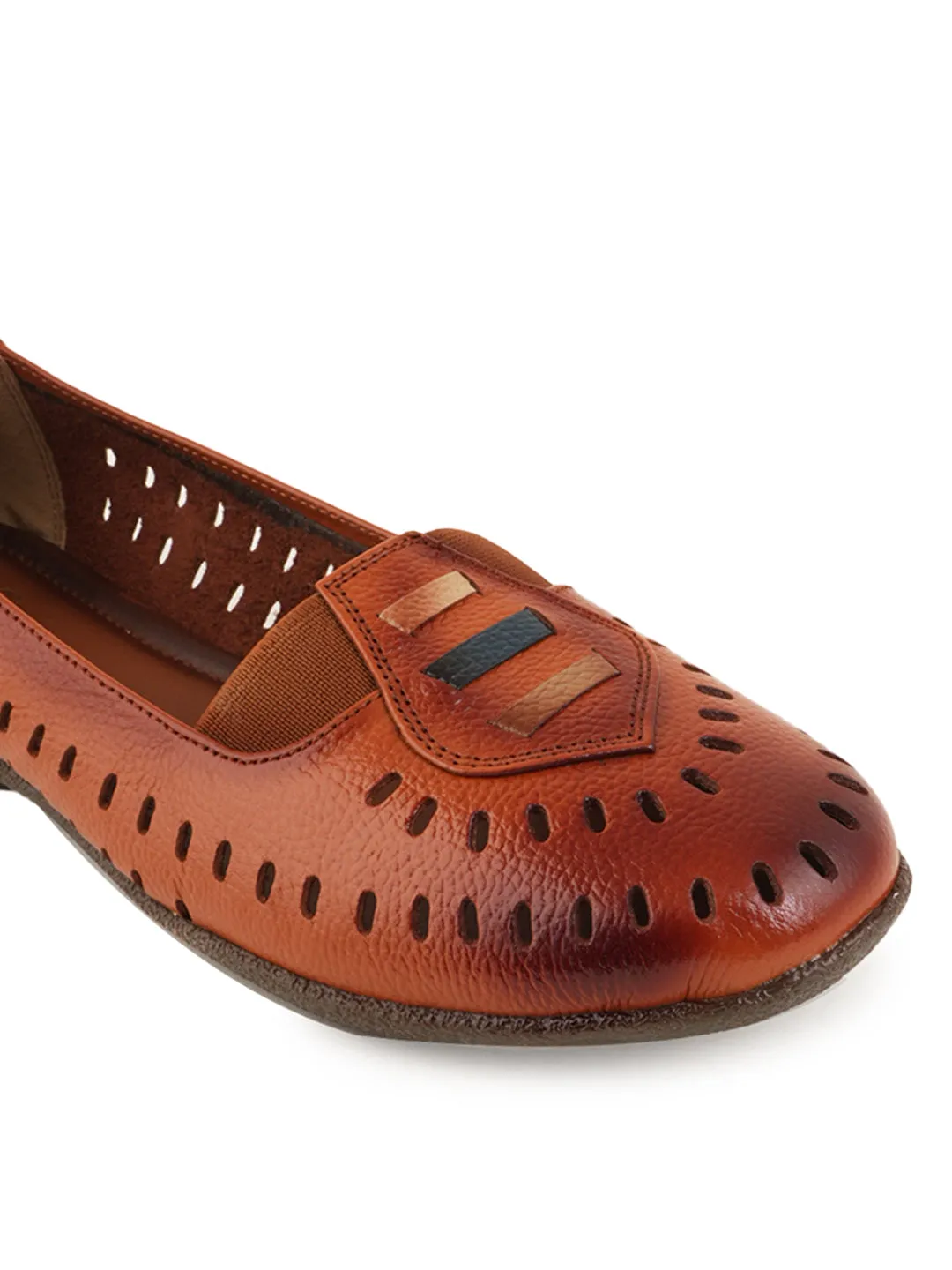 Pelle Albero Flat Tan Leather Ballerina