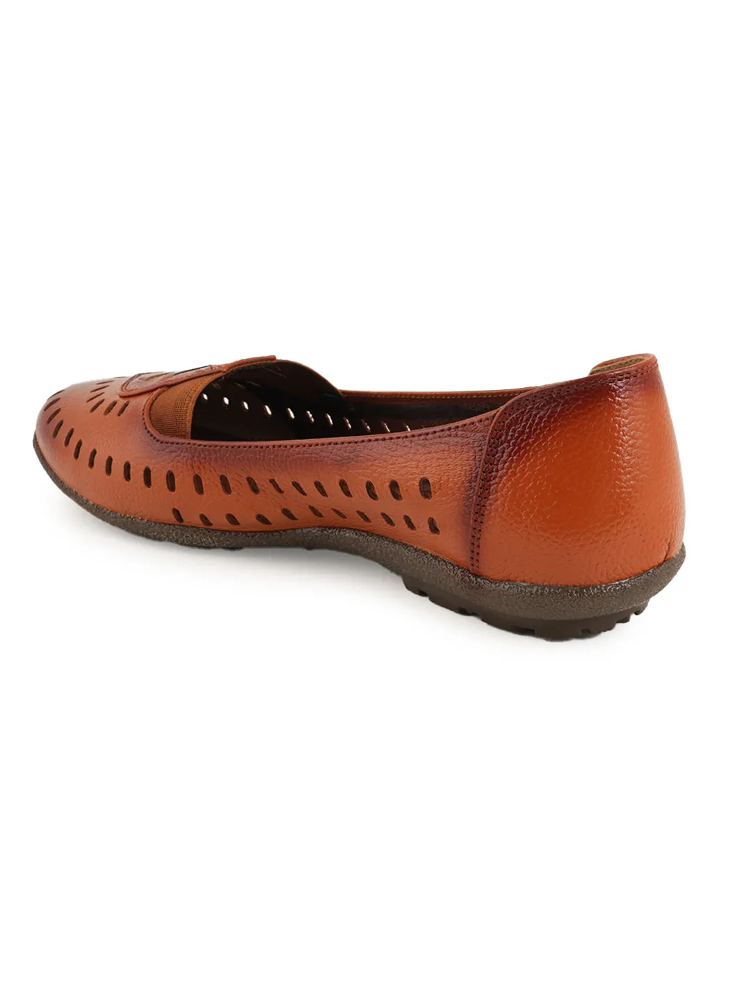 Pelle Albero Flat Tan Leather Ballerina