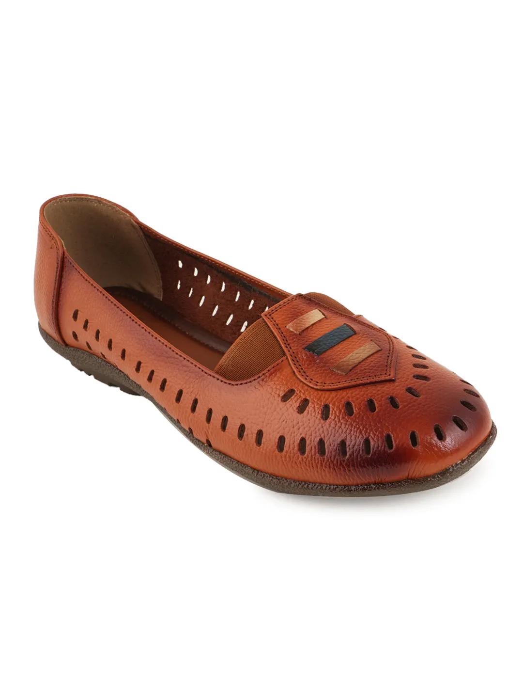 Pelle Albero Flat Tan Leather Ballerina
