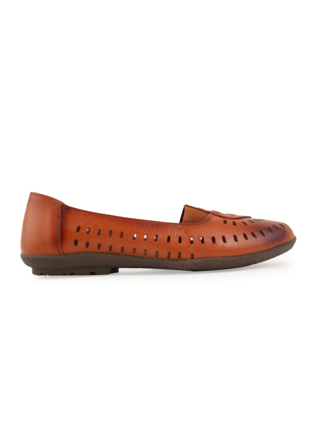 Pelle Albero Flat Tan Leather Ballerina