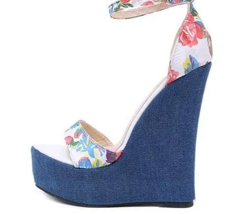 Printed Wedge Sandal Shoes