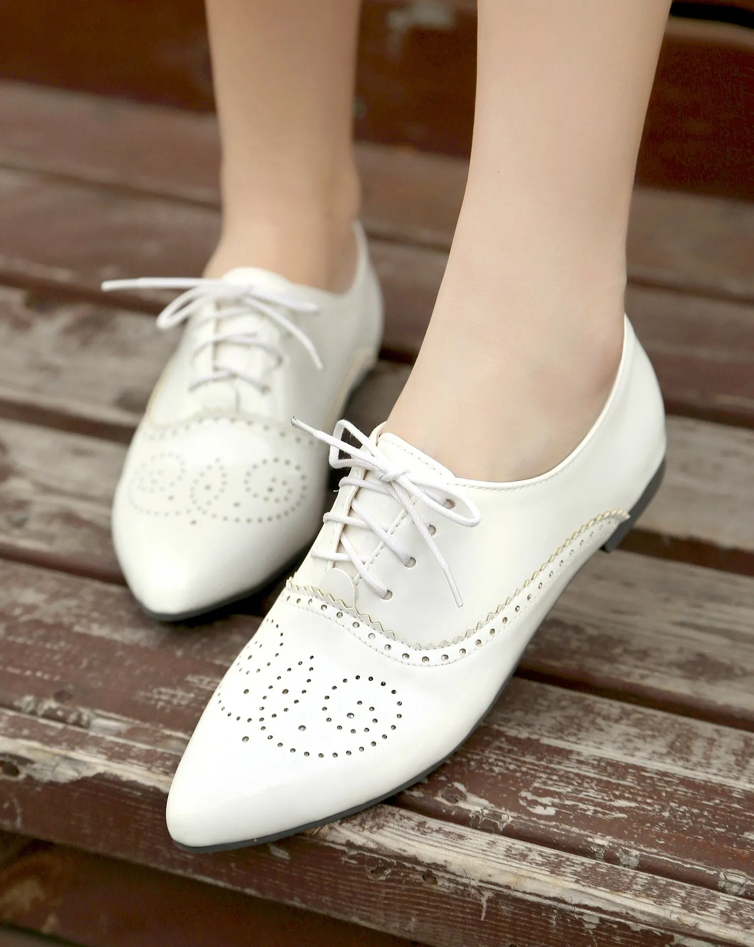 Round Toe Women Low Heels Loafers Shoes MF5450