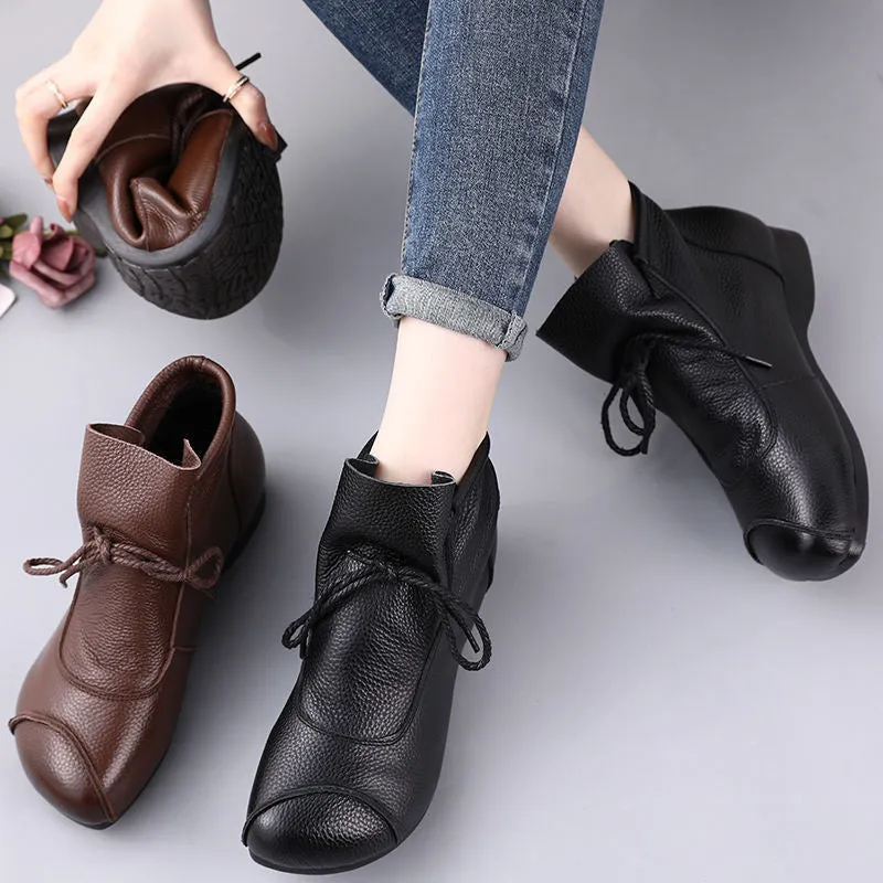 Spring Women Flexible Leather Shoes