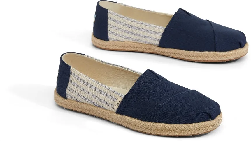 TOMS  Ladies Navy Stripe Canvas Slip on