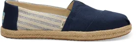 TOMS  Ladies Navy Stripe Canvas Slip on