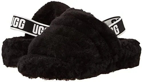 UGG Women's Fluff Yeah Slide Slipper, Black, 9 M US