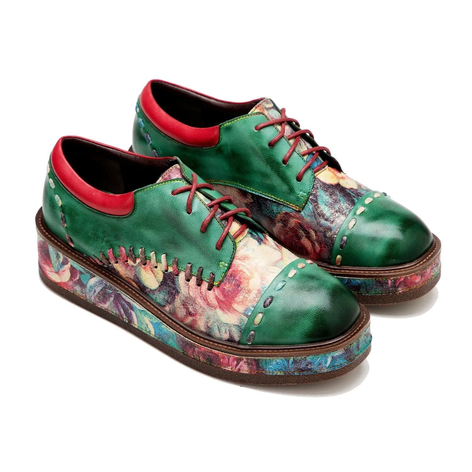 Vintage Comfy Casual Stitching Floral Oxfords Shoes