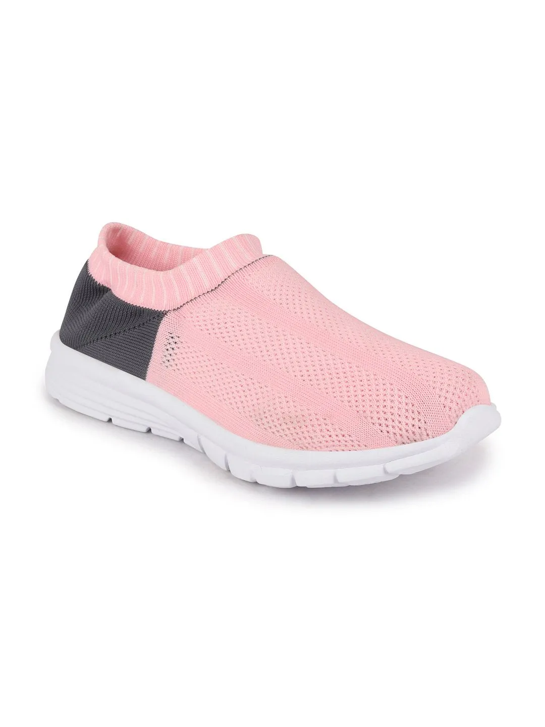 Women Pink/Black Sports Slip-On Walking Shoes