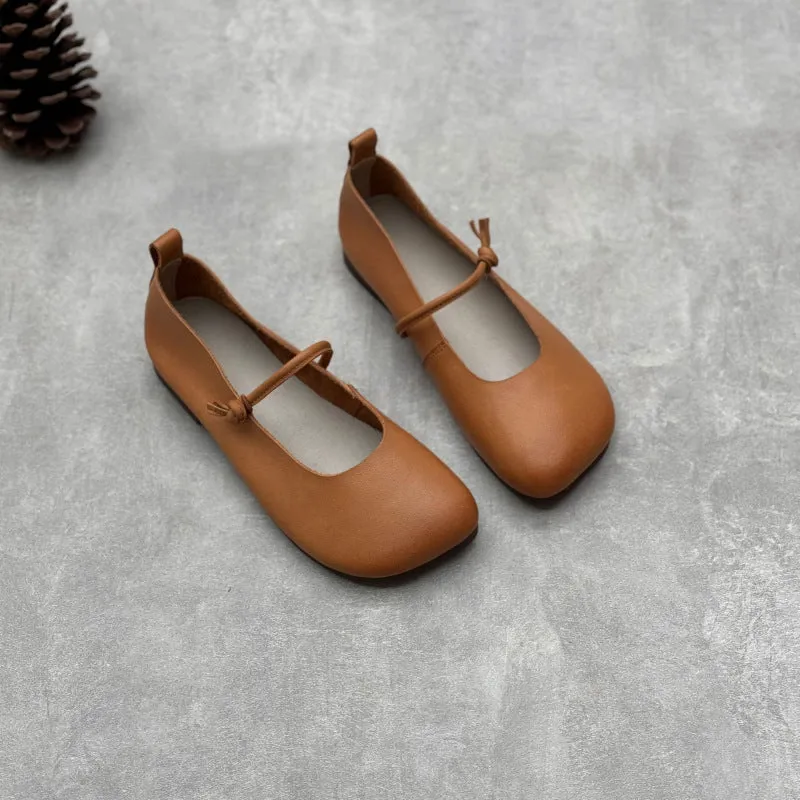 Women Spring Minimalist Soft Sole Leather One-Strap Flats