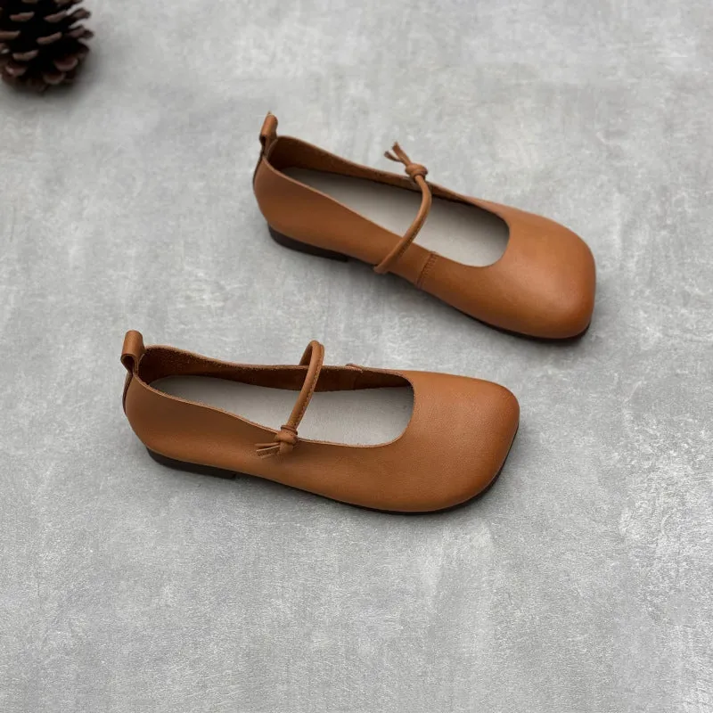 Women Spring Minimalist Soft Sole Leather One-Strap Flats