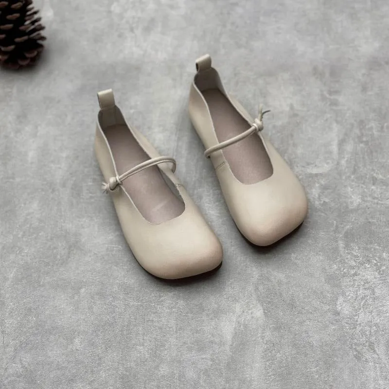 Women Spring Minimalist Soft Sole Leather One-Strap Flats
