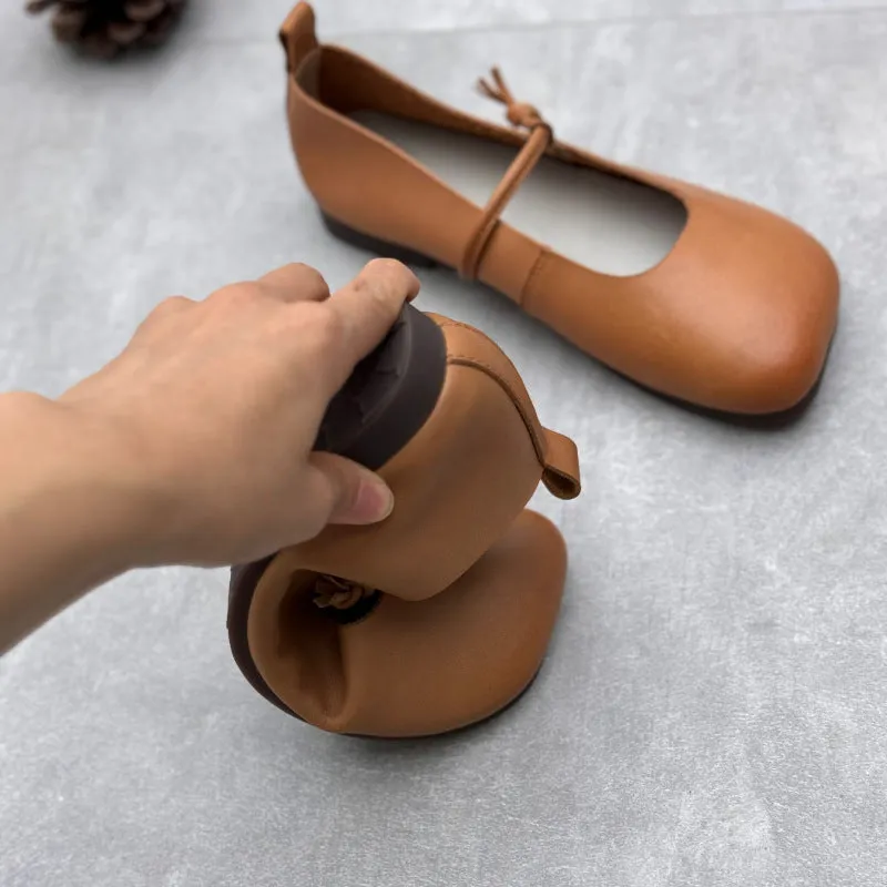 Women Spring Minimalist Soft Sole Leather One-Strap Flats