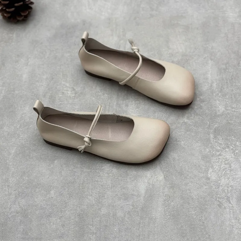Women Spring Minimalist Soft Sole Leather One-Strap Flats