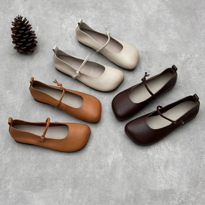 Women Spring Minimalist Soft Sole Leather One-Strap Flats