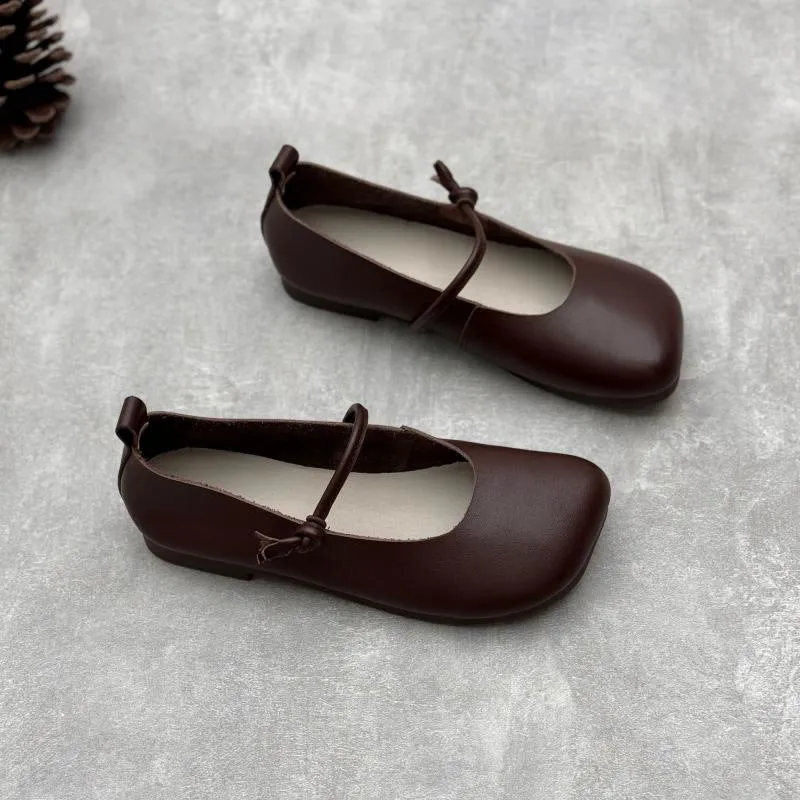 Women Spring Minimalist Soft Sole Leather One-Strap Flats