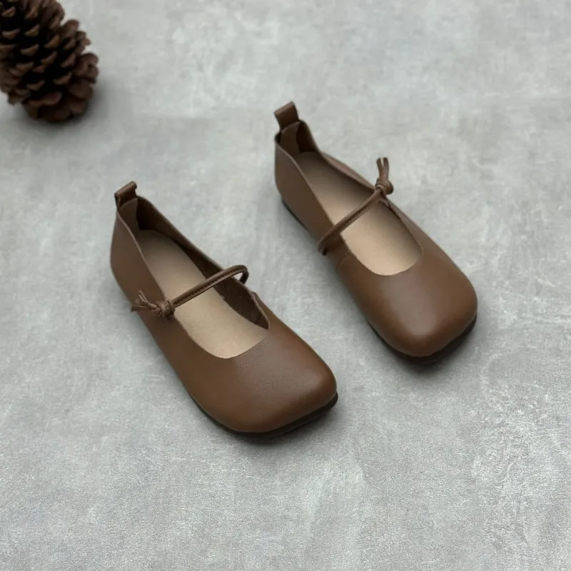 Women Spring Minimalist Soft Sole Leather One-Strap Flats