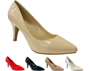 Women's Faux Patent Leather Stiletto Heel Court Shoes