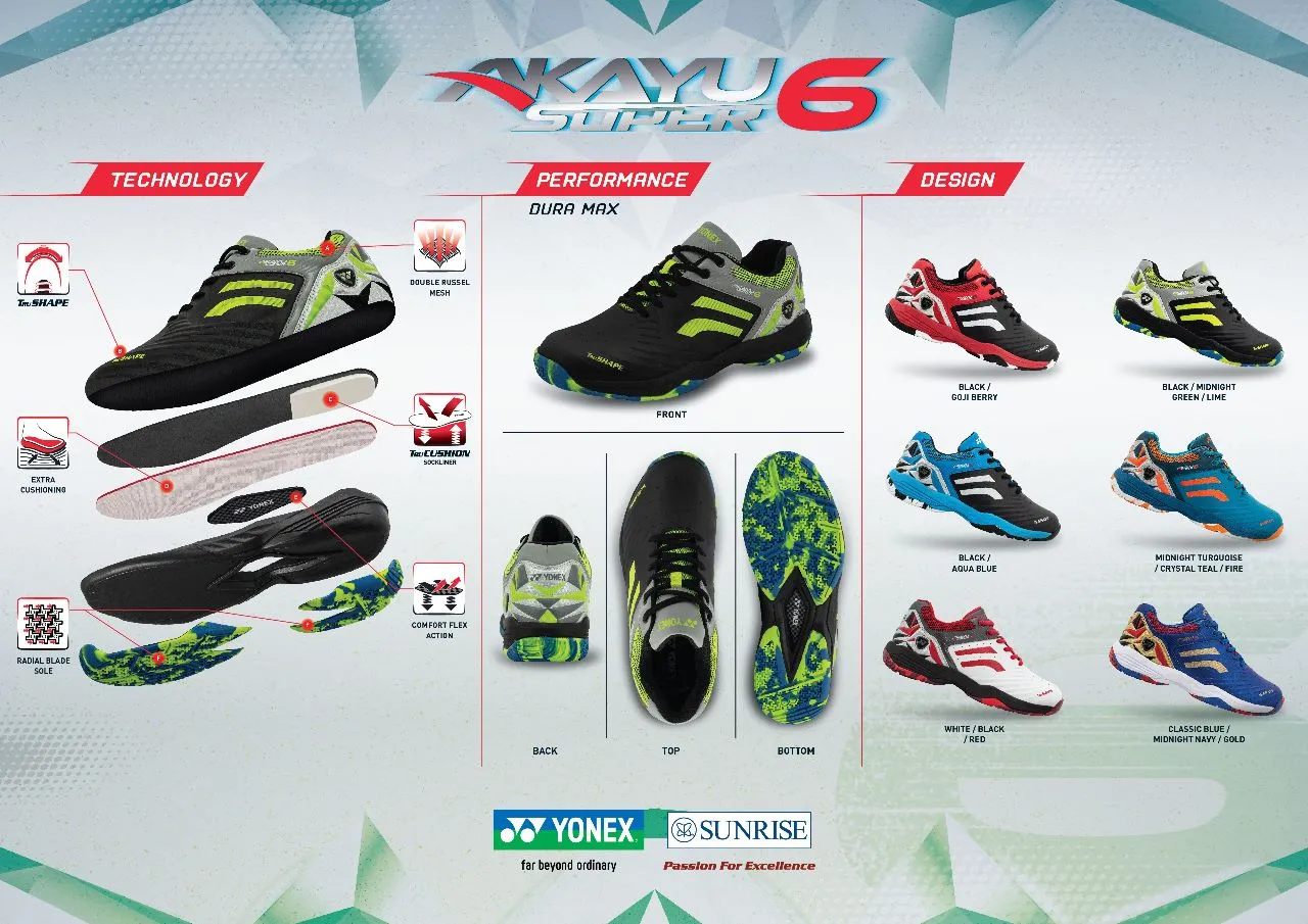 Yonex Akayu Super 6 Badminton Shoe | Midnight Turquoise/Crystal Teal/Fire